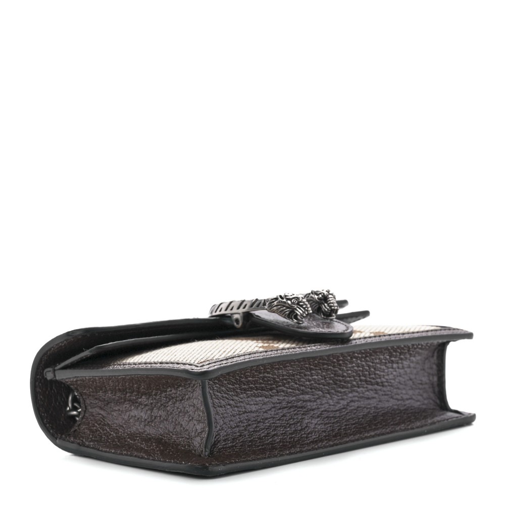 Gucci  Monogram Jumbo GG Textured Dollar Calfskin Super Mini Dionysus Shoulder Bag Camel Ebony New Acero Gucci  Monogram Jumbo GG Textured Dollar Calfskin Super Mini Dionysus Shoulder Bag Camel Ebony New Acero