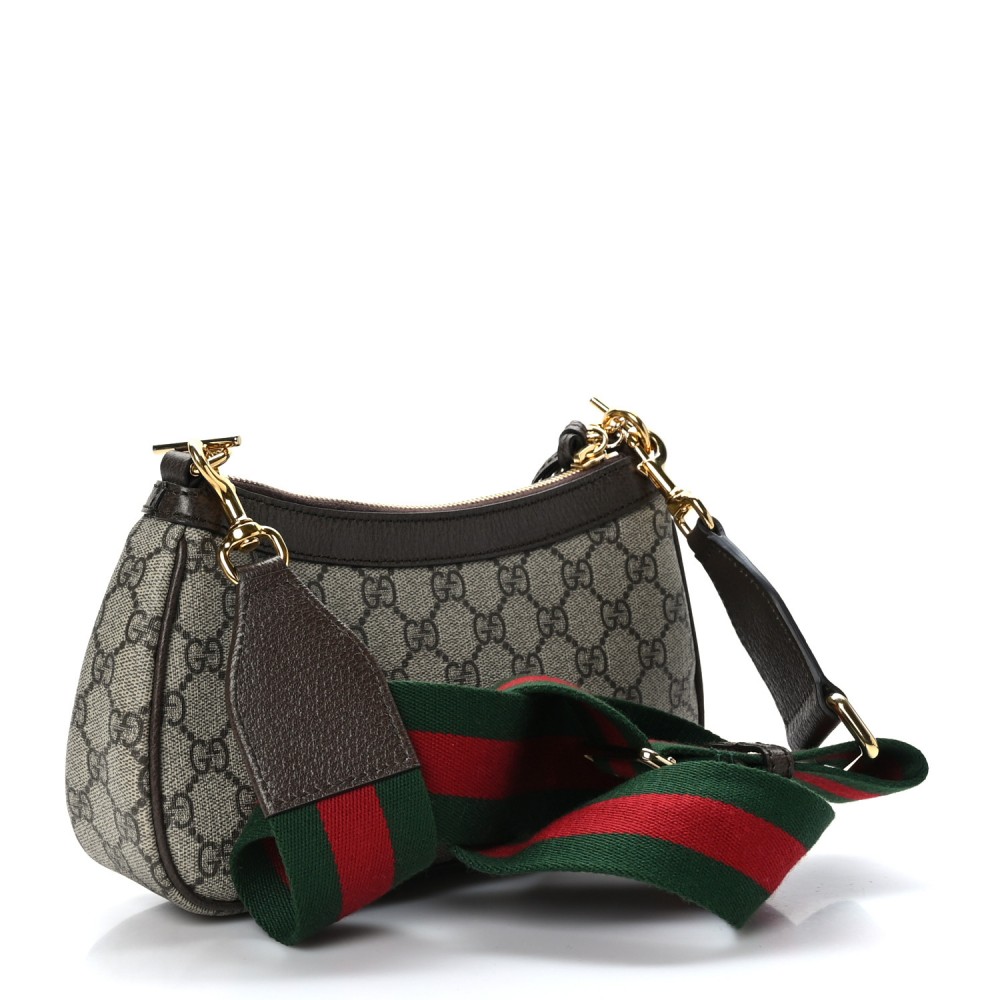 GUCCI GG Supreme Monogram Textured Dollar Calfskin Web Small Ophidia GG Handbag Beige Ebony New Acero GUCCI GG Supreme Monogram Textured Dollar Calfskin Web Small Ophidia GG Handbag Beige Ebony New Acero