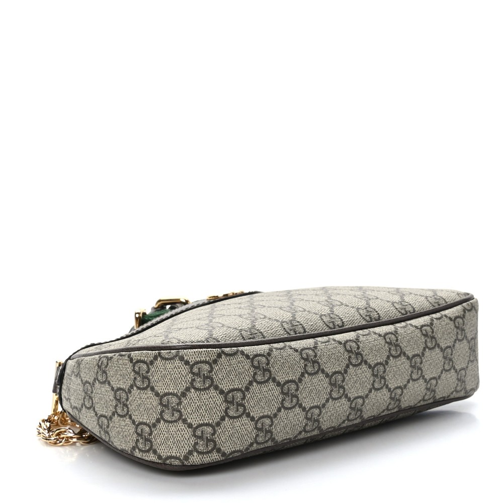 GUCCI GG Supreme Monogram Textured Dollar Calfskin Web Small Ophidia GG Handbag Beige Ebony New Acero GUCCI GG Supreme Monogram Textured Dollar Calfskin Web Small Ophidia GG Handbag Beige Ebony New Acero