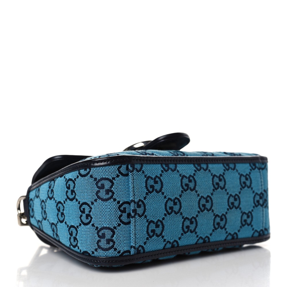 GUCCI Denim Matelasse Pearl Studded Small GG Marmont Shoulder Bag Blue GUCCI Denim Matelasse Pearl Studded Small GG Marmont Shoulder Bag Blue
