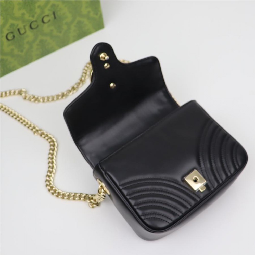 GUCCI Marmont BLACK Exquisite Hardware Shoulder Strap Mini Bag GUCCI Marmont BLACK Exquisite Hardware Shoulder Strap Mini Bag