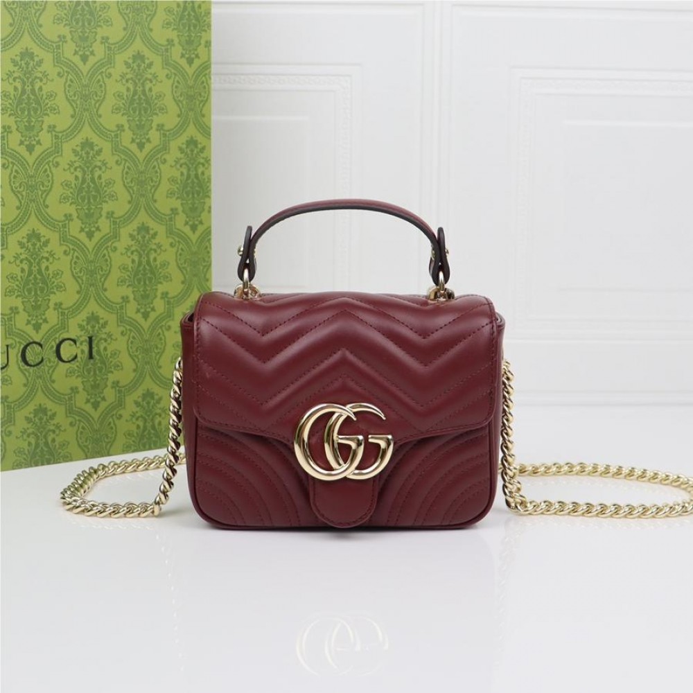 GUCCI Marmont Red Exquisite Hardware Shoulder Strap Mini Bag GUCCI Marmont Red Exquisite Hardware Shoulder Strap Mini Bag