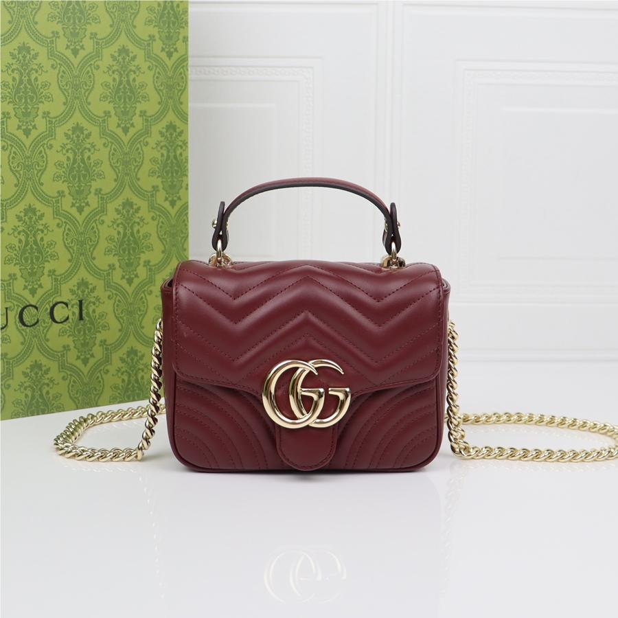 GUCCI Marmont Red Exquisite Hardware Shoulder Strap Mini Bag GUCCI Marmont Red Exquisite Hardware Shoulder Strap Mini Bag