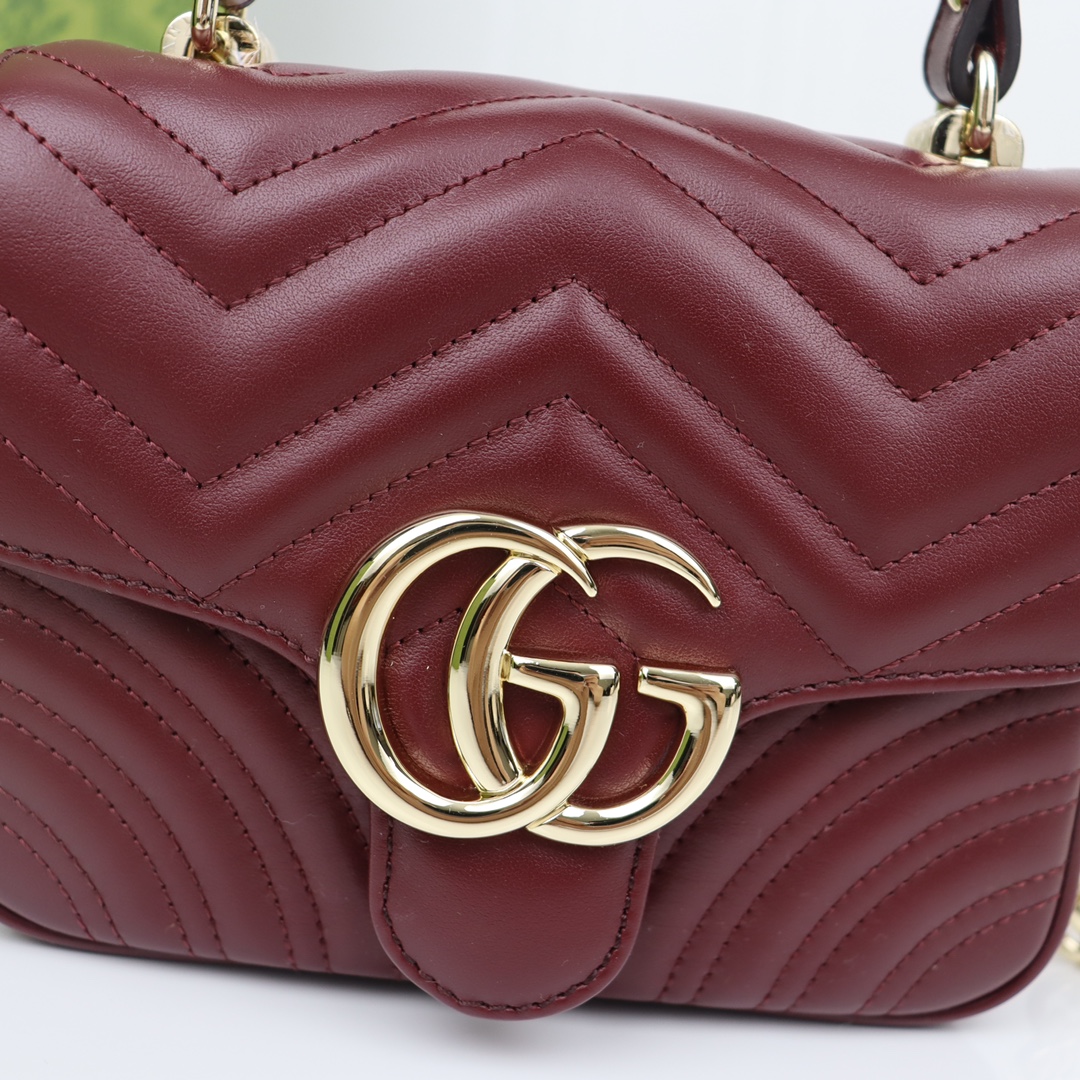 GUCCI Marmont Red Exquisite Hardware Shoulder Strap Mini Bag GUCCI Marmont Red Exquisite Hardware Shoulder Strap Mini Bag