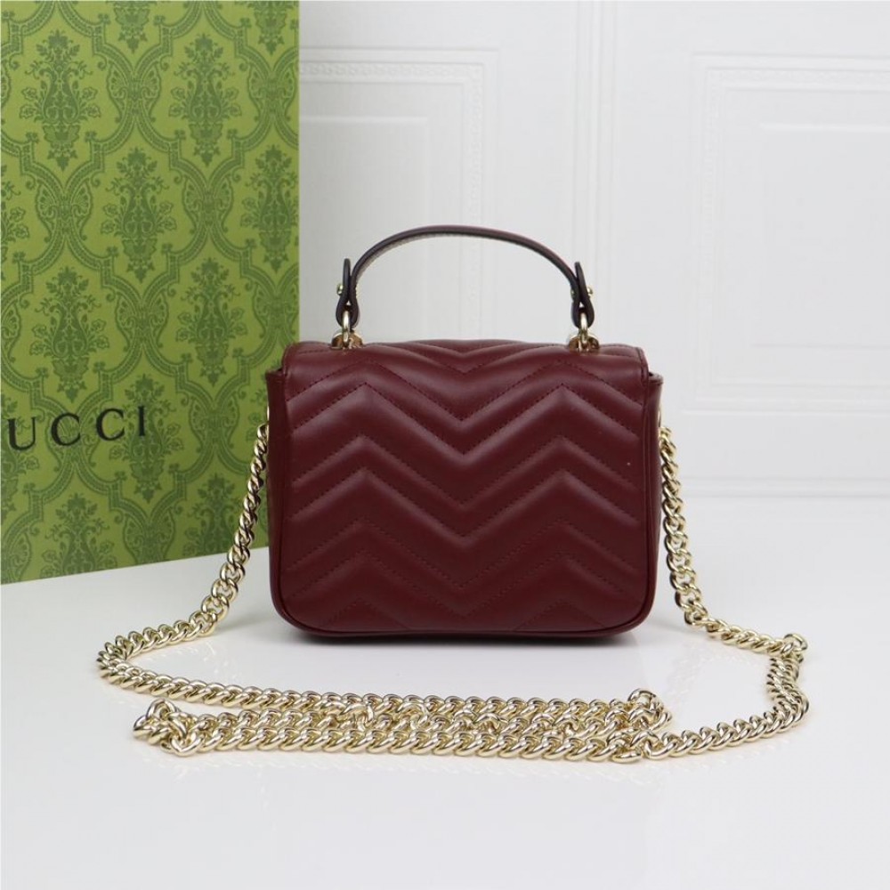 GUCCI Marmont Red Exquisite Hardware Shoulder Strap Mini Bag GUCCI Marmont Red Exquisite Hardware Shoulder Strap Mini Bag