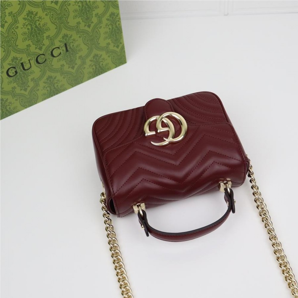 GUCCI Marmont Red Exquisite Hardware Shoulder Strap Mini Bag GUCCI Marmont Red Exquisite Hardware Shoulder Strap Mini Bag