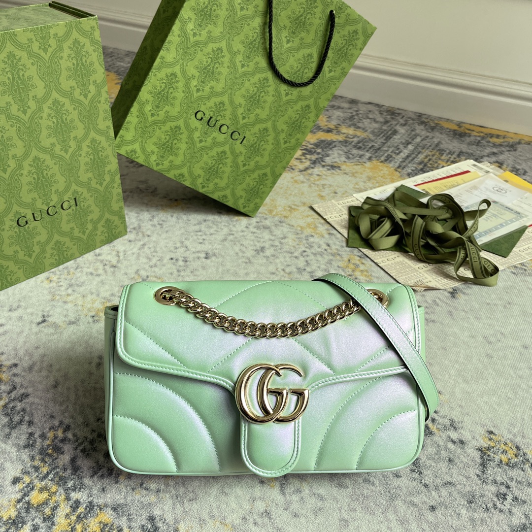 Gucci GG Marmont Mint Green Quilted Chain Bag Gucci GG Marmont Mint Green Quilted Chain Bag