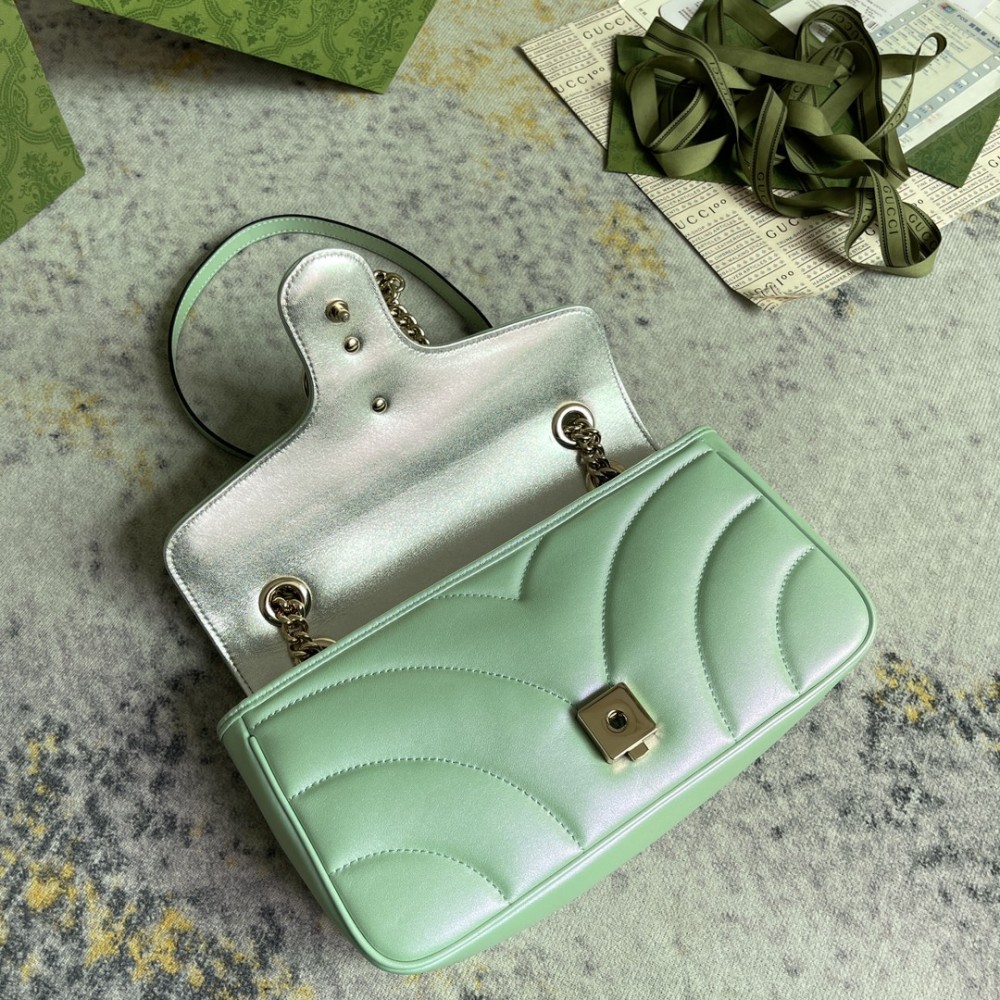 Gucci GG Marmont Mint Green Quilted Chain Bag Gucci GG Marmont Mint Green Quilted Chain Bag