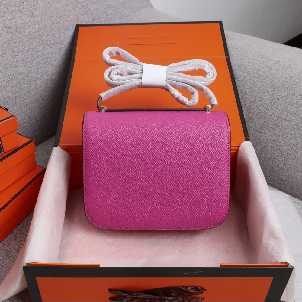 Hermès Constance 19 series exquisite hardware bright pink leather bag Hermès Constance 19 series exquisite hardware bright pink leather bag
