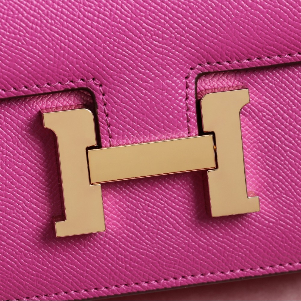 Hermès Constance 19 series exquisite hardware bright pink leather bag Hermès Constance 19 series exquisite hardware bright pink leather bag