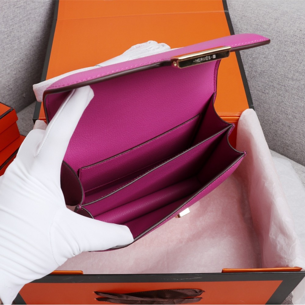 Hermès Constance 19 series exquisite hardware bright pink leather bag Hermès Constance 19 series exquisite hardware bright pink leather bag