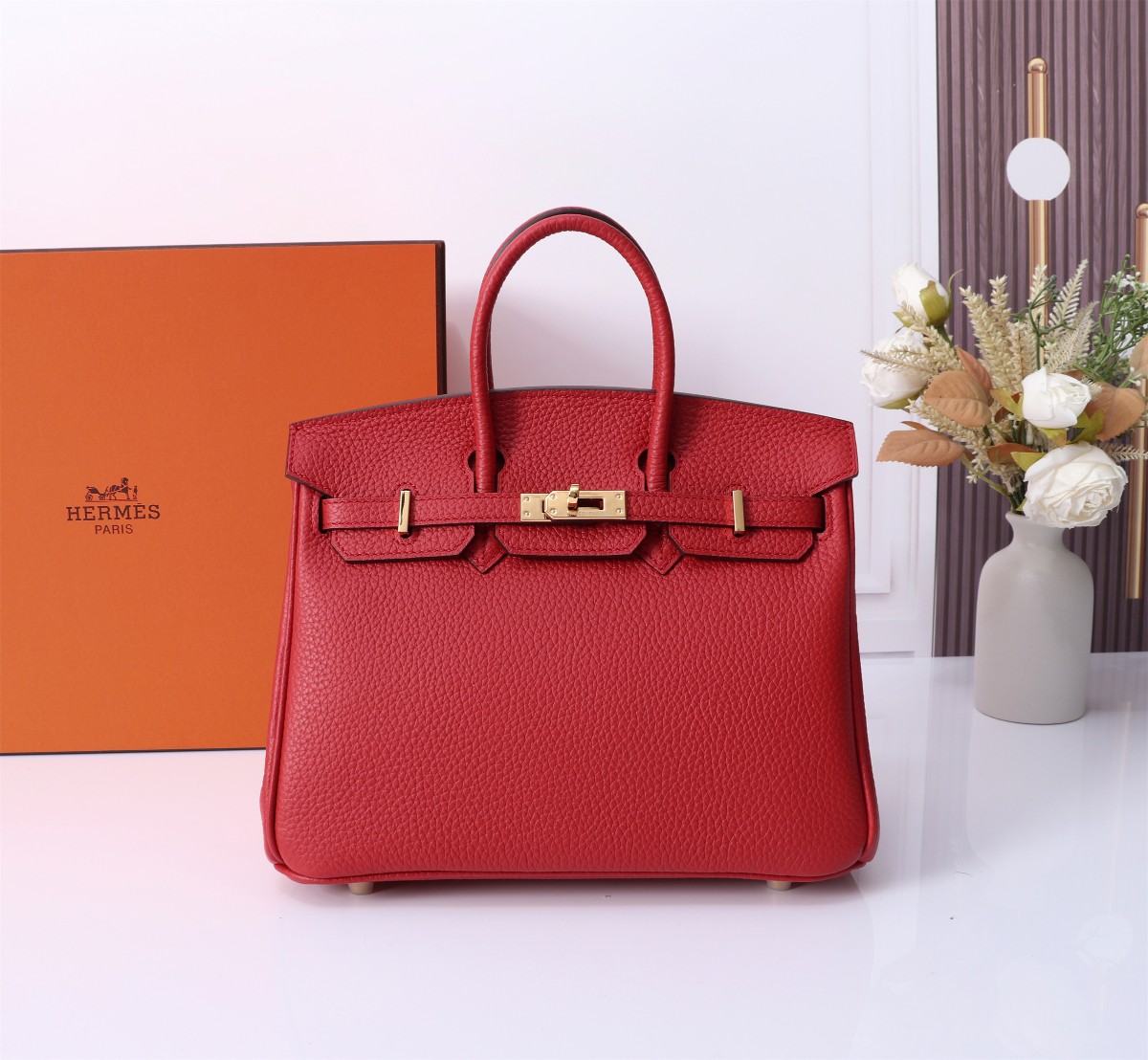 Hermes Birkin red exquisite hardware handbag Hermes Birkin red exquisite hardware handbag
