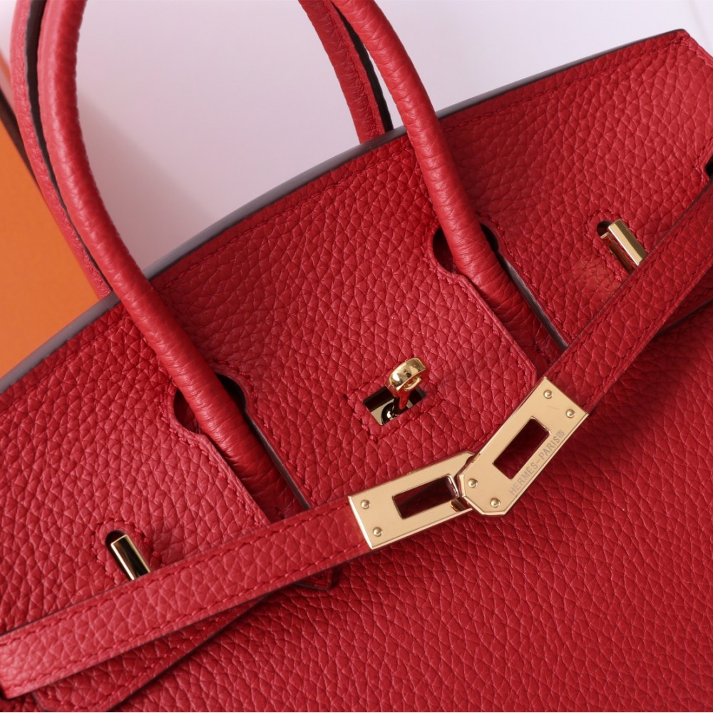 Hermes Birkin red exquisite hardware handbag Hermes Birkin red exquisite hardware handbag