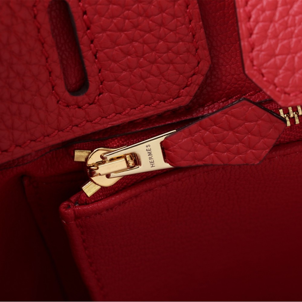 Hermes Birkin red exquisite hardware handbag Hermes Birkin red exquisite hardware handbag