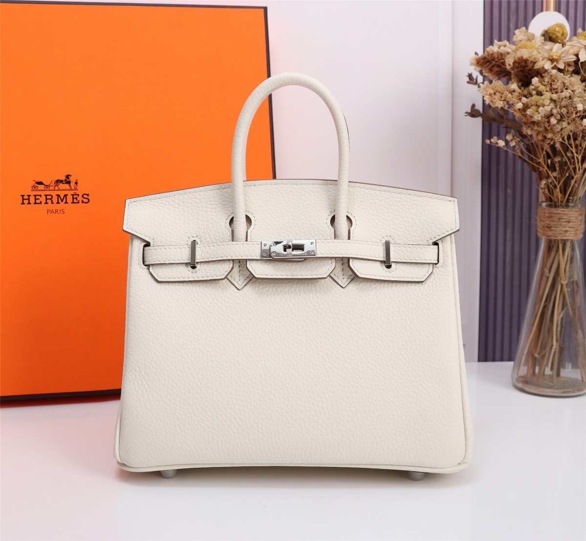 Hermes Birkin pure white exquisite hardware handbag