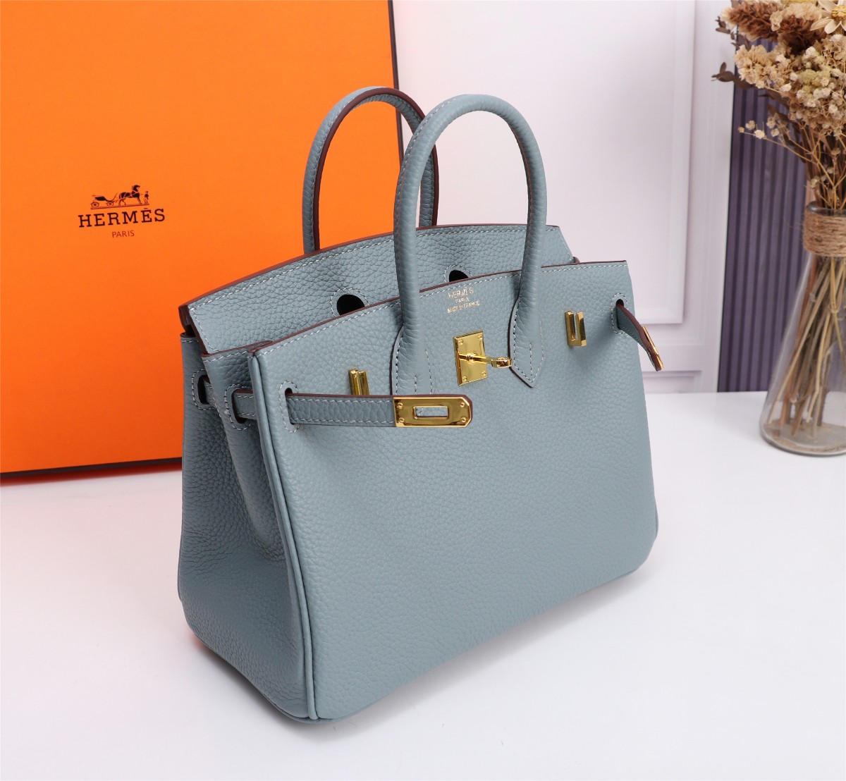 Hermes Birkin rhino gray exquisite hardware handbag Hermes Birkin rhino gray exquisite hardware handbag