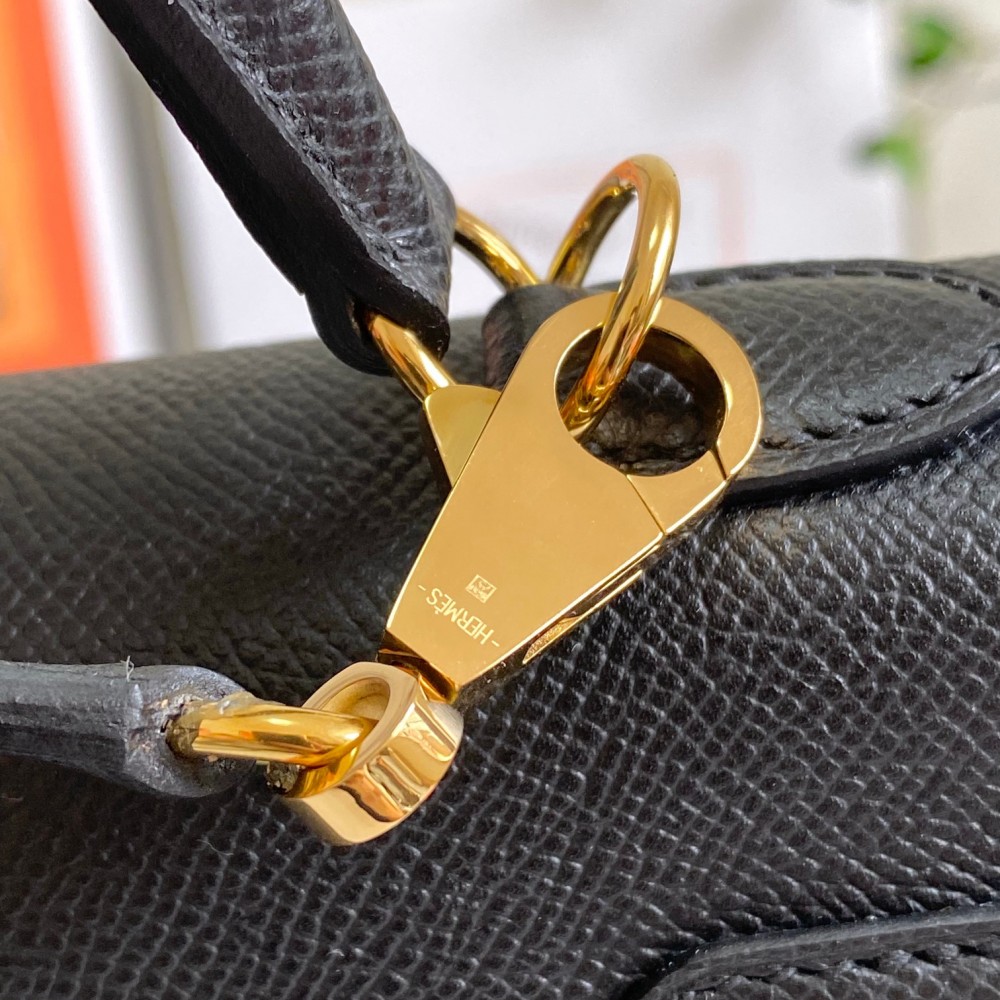 Hermès Kelly series pure black exquisite hardware genuine leather shoulder strap handbag Hermès Kelly series pure black exquisite hardware genuine leather shoulder strap handbag