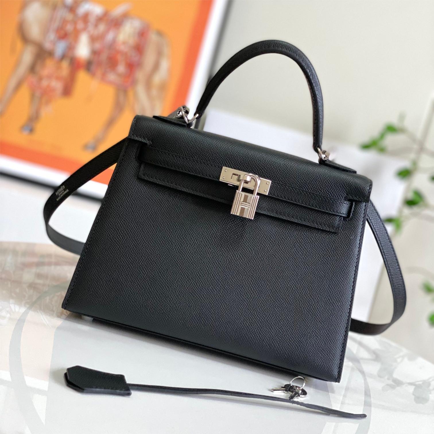 Hermès Kelly series navy blue exquisite hardware genuine leather shoulder strap handbag Hermès Kelly series navy blue exquisite hardware genuine leather shoulder strap handbag