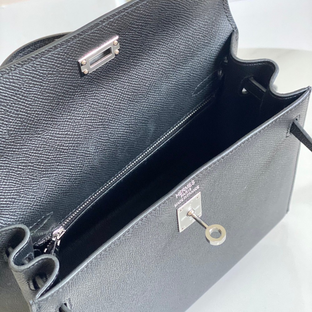 Hermès Kelly series navy blue exquisite hardware genuine leather shoulder strap handbag Hermès Kelly series navy blue exquisite hardware genuine leather shoulder strap handbag