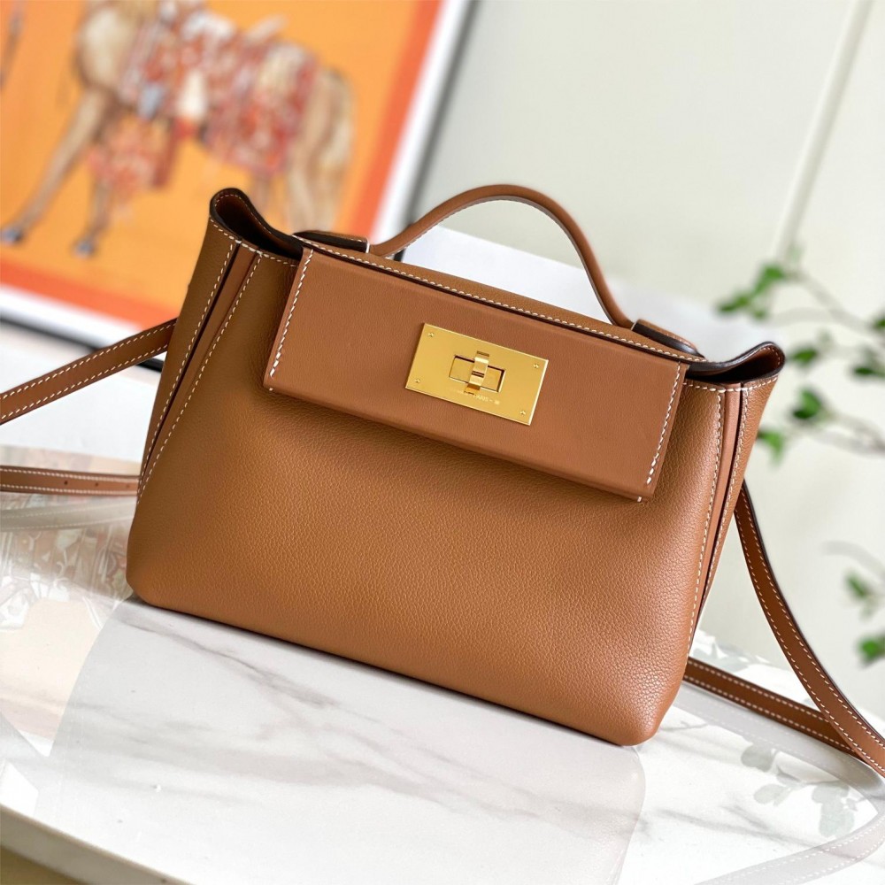 Hermès classic brown exquisite hardware genuine leather shoulder strap handbag Hermès classic brown exquisite hardware genuine leather shoulder strap handbag