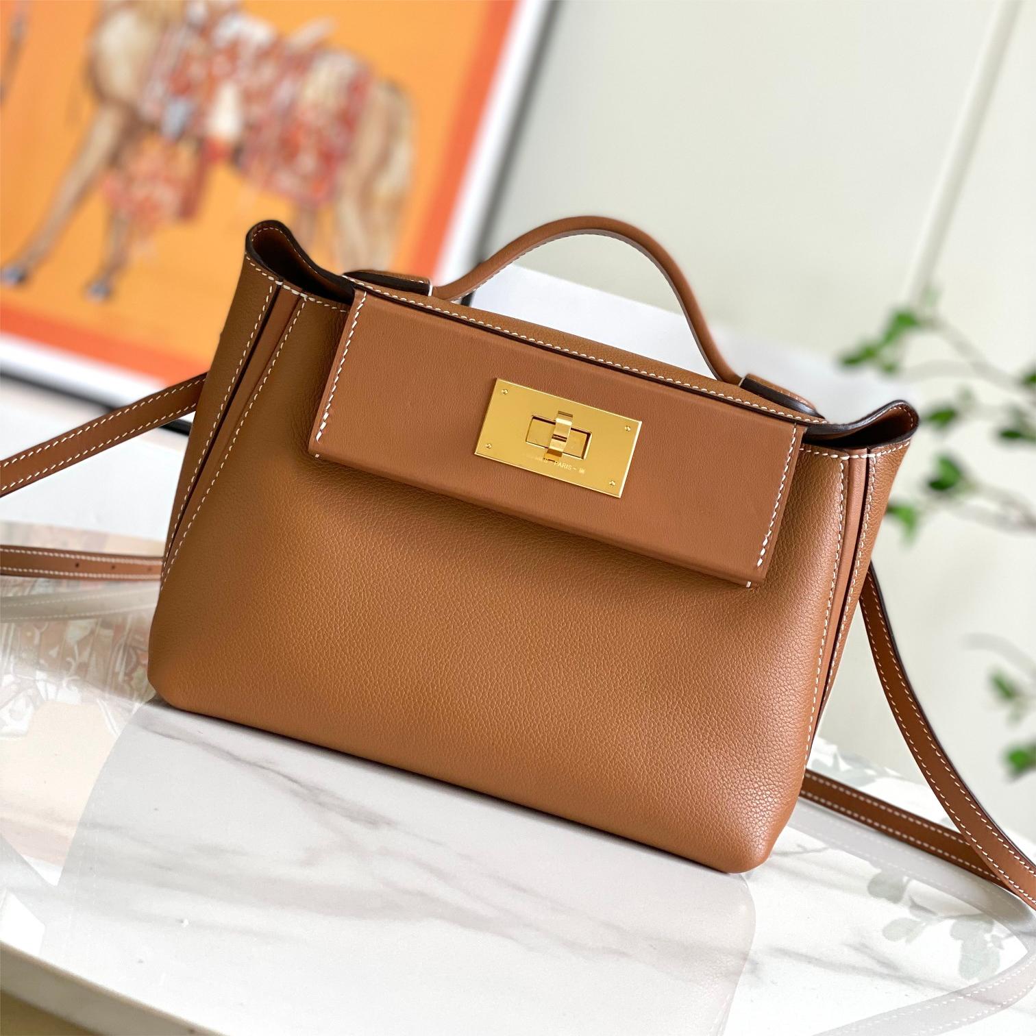 Hermès classic brown exquisite hardware genuine leather shoulder strap handbag Hermès classic brown exquisite hardware genuine leather shoulder strap handbag