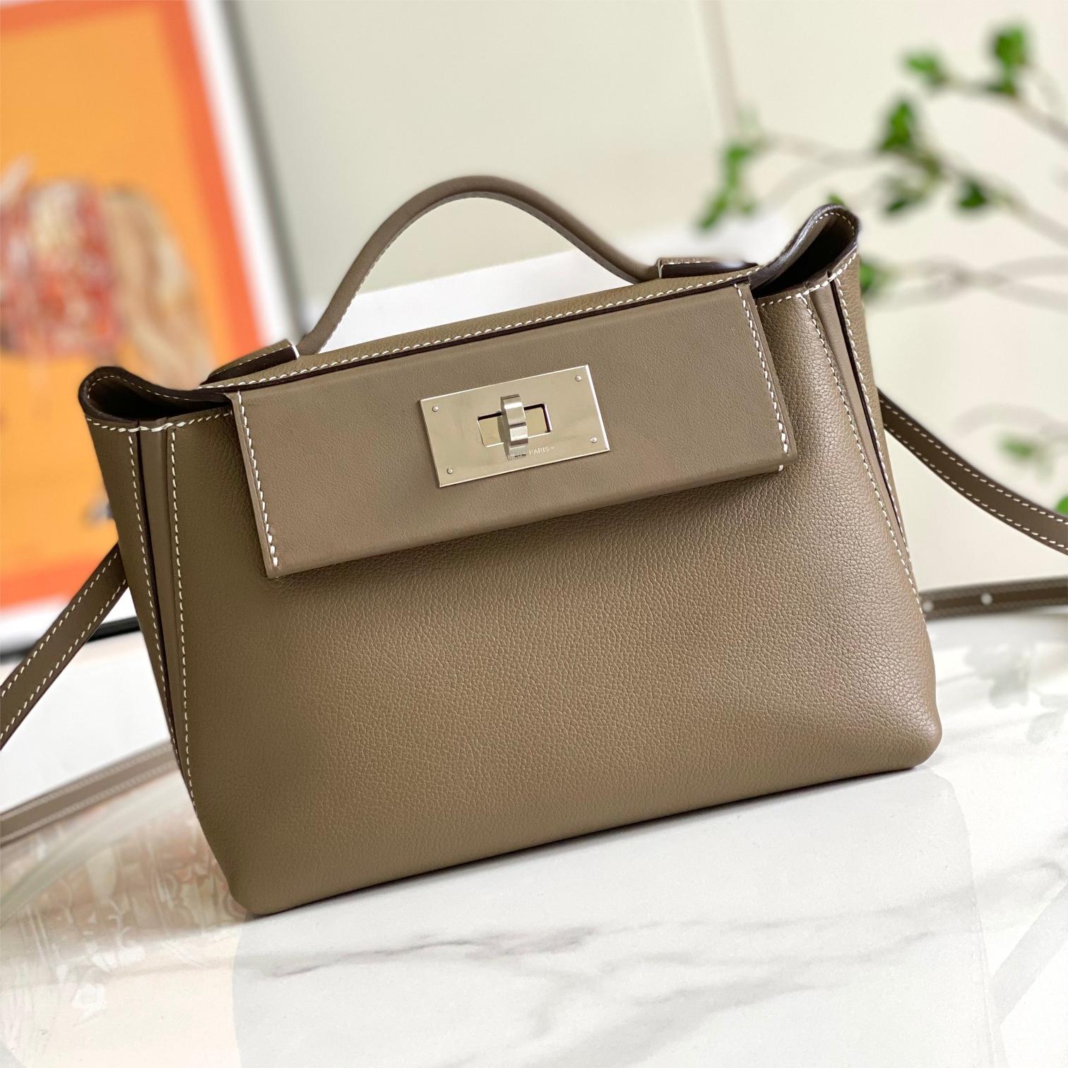Hermès classic dark grey exquisite hardware genuine leather shoulder strap handbag Hermès classic dark grey exquisite hardware genuine leather shoulder strap handbag