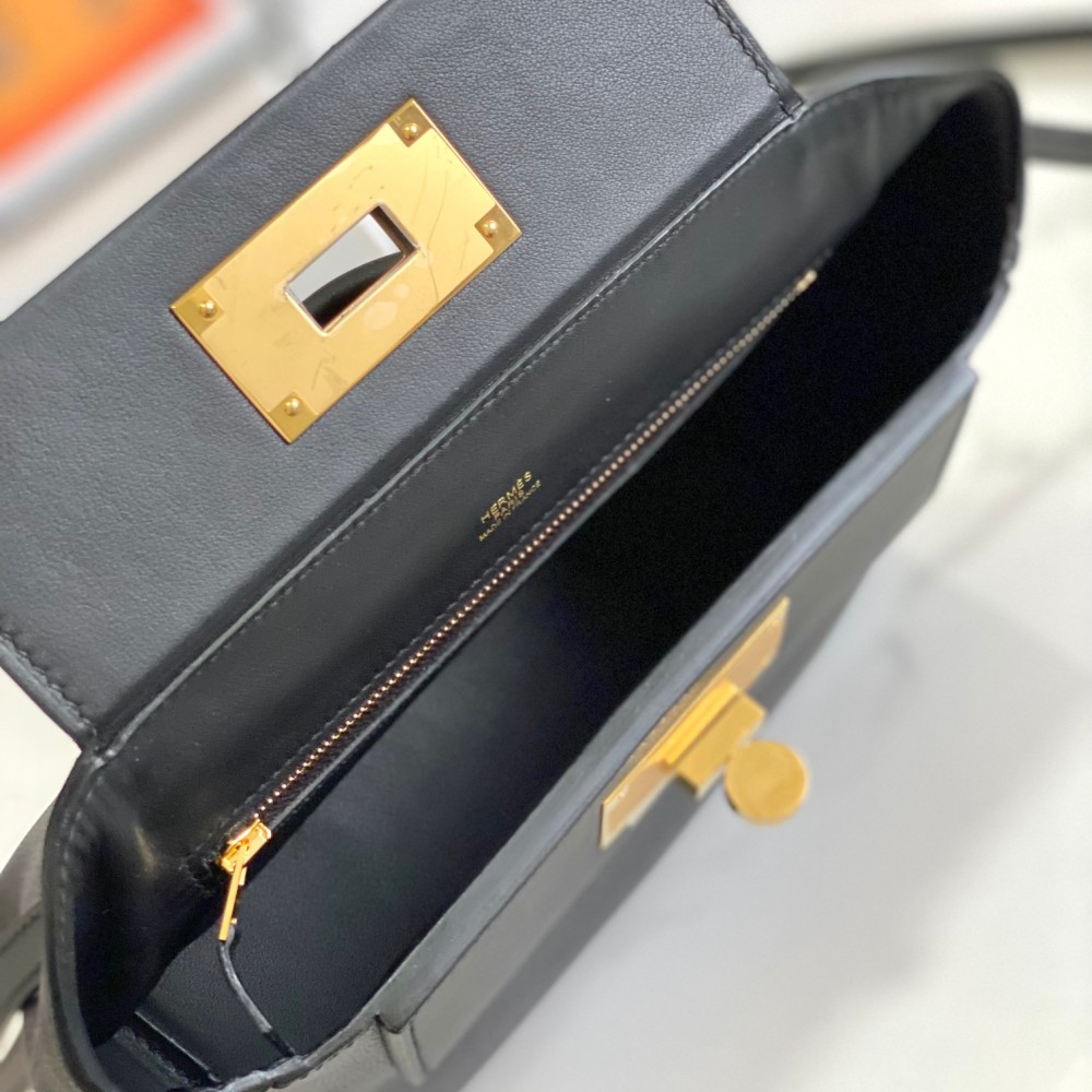 Hermès classic pure black gold exquisite hardware genuine leather shoulder strap handbag Hermès classic pure black gold exquisite hardware genuine leather shoulder strap handbag