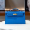 Hermès Kelly series classic pure blue exquisite hardware genuine leather shoulder strap handbag Hermès Kelly series classic pure blue exquisite hardware genuine leather shoulder strap handbag