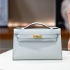Hermès Kelly series classic light blue exquisite hardware genuine leather shoulder strap handbag Hermès Kelly series classic light blue exquisite hardware genuine leather shoulder strap handbag