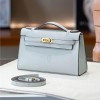 Hermès Kelly series classic light blue exquisite hardware genuine leather shoulder strap handbag Hermès Kelly series classic light blue exquisite hardware genuine leather shoulder strap handbag