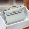 Hermès Kelly series classic light blue exquisite hardware genuine leather shoulder strap handbag Hermès Kelly series classic light blue exquisite hardware genuine leather shoulder strap handbag