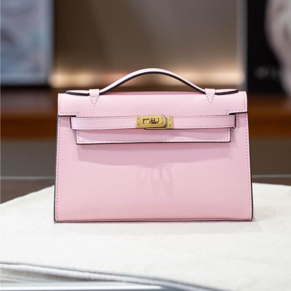 Hermès Kelly series classic bright pink exquisite hardware genuine leather shoulder strap handbag Hermès Kelly series classic bright pink exquisite hardware genuine leather shoulder strap handbag