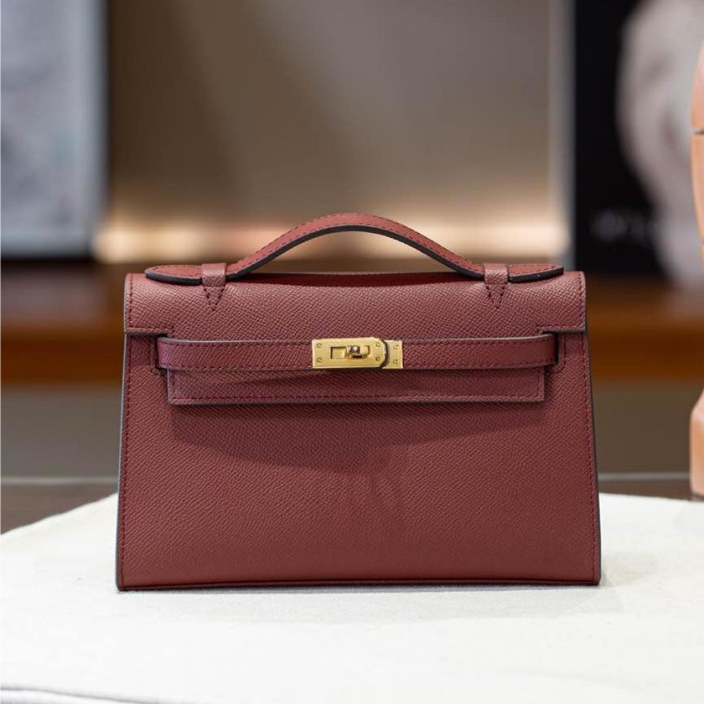 Hermès Kelly series classic cinnabar red exquisite hardware genuine leather shoulder strap handbag Hermès Kelly series classic cinnabar red exquisite hardware genuine leather shoulder strap handbag