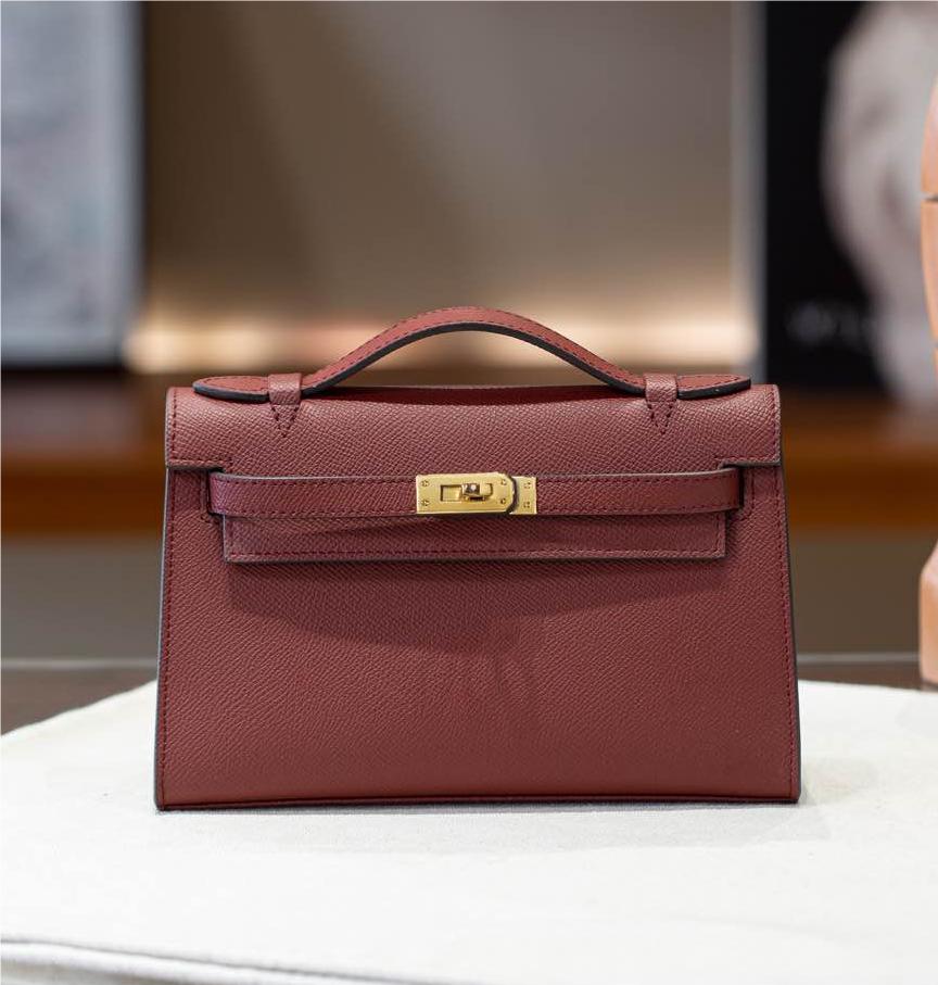 Hermès Kelly series classic cinnabar red exquisite hardware genuine leather shoulder strap handbag