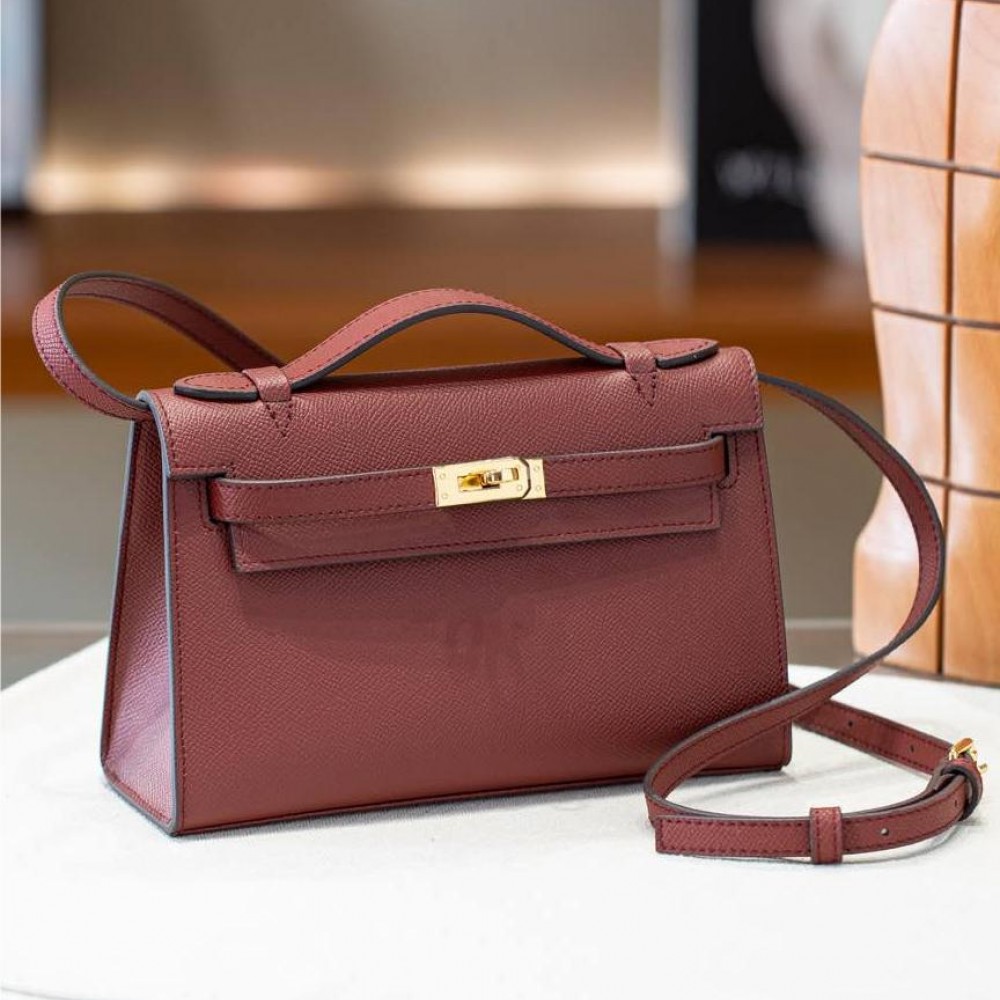 Hermès Kelly series classic cinnabar red exquisite hardware genuine leather shoulder strap handbag Hermès Kelly series classic cinnabar red exquisite hardware genuine leather shoulder strap handbag