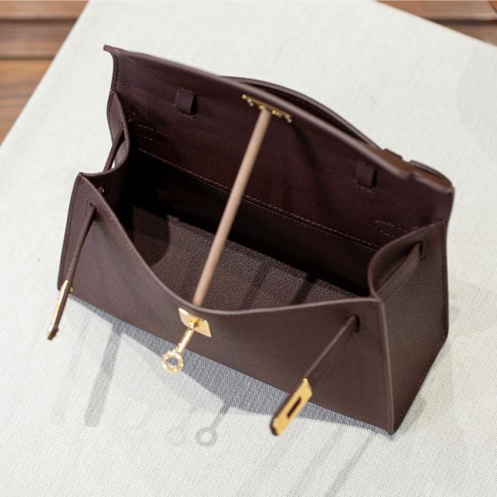 Hermès Kelly classic chocolate color exquisite hardware genuine leather shoulder strap handbag Hermès Kelly classic chocolate color exquisite hardware genuine leather shoulder strap handbag