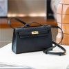 Hermès Kelly series classic pure black exquisite hardware genuine leather shoulder strap handbag Hermès Kelly series classic pure black exquisite hardware genuine leather shoulder strap handbag