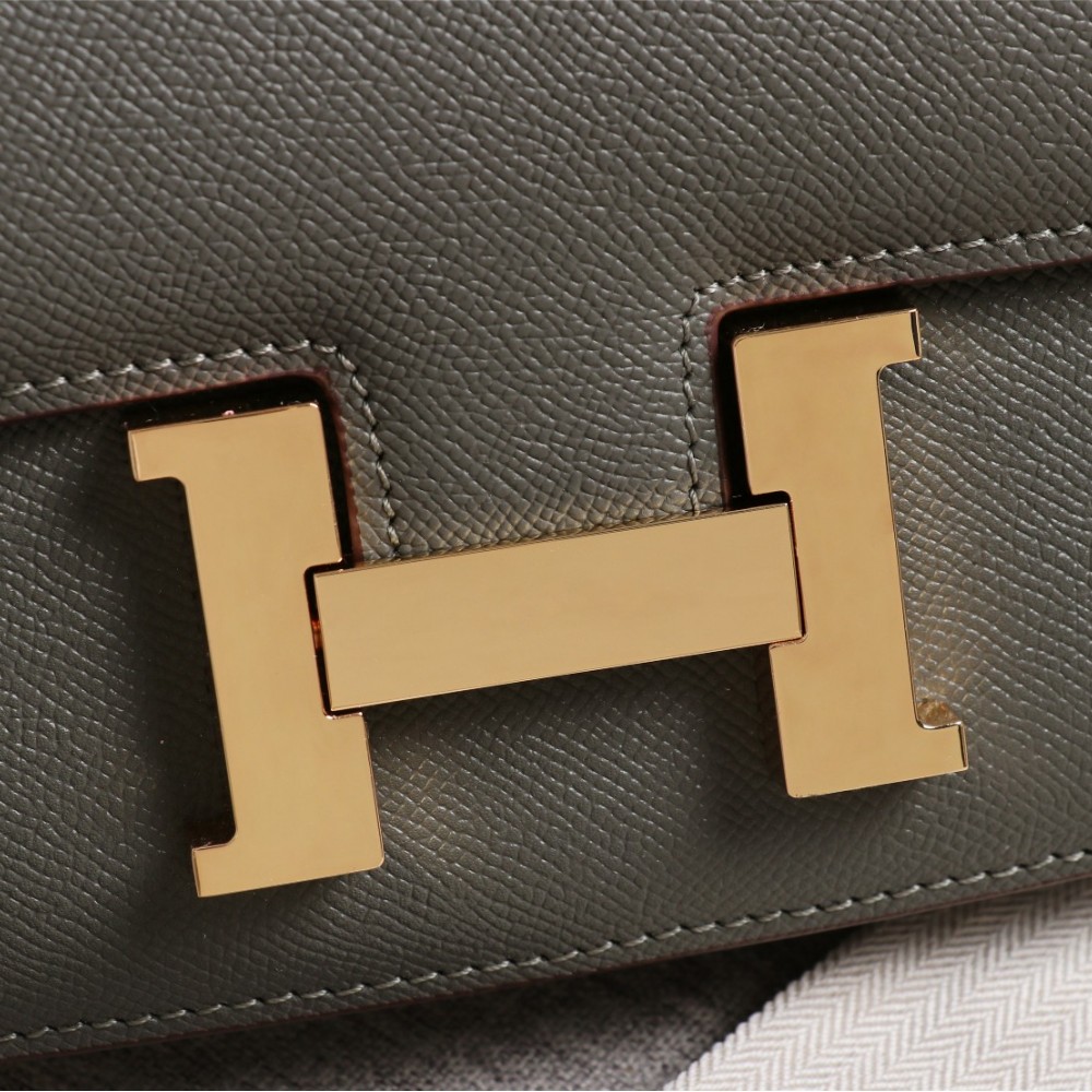 Hermès Constance exquisite hardware logo gray leather matte texture bag Hermès Constance exquisite hardware logo gray leather matte texture bag
