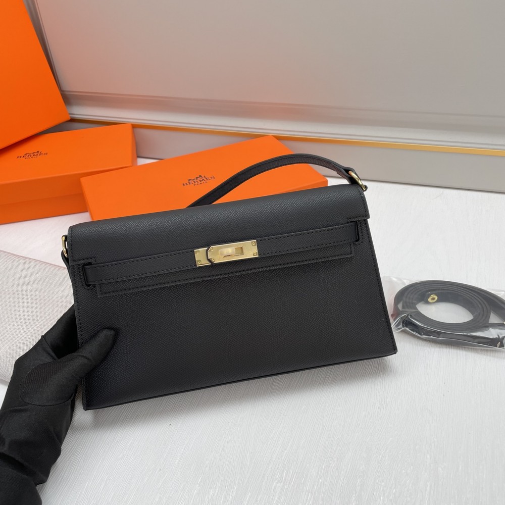 Hermès Kelly Mini II Deep Black Leather Exquisite Hardware Shoulder Strap Handbag Hermès Kelly Mini II Deep Black Leather Exquisite Hardware Shoulder Strap Handbag