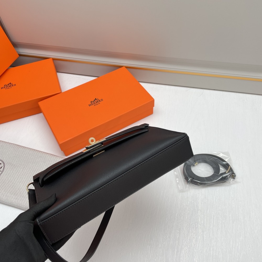 Hermès Kelly Mini II Deep Black Leather Exquisite Hardware Shoulder Strap Handbag Hermès Kelly Mini II Deep Black Leather Exquisite Hardware Shoulder Strap Handbag