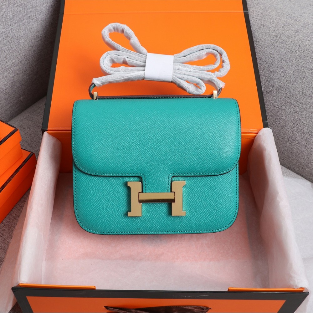 Hermès Constance 19 series exquisite hardware scroll green leather bag Hermès Constance 19 series exquisite hardware scroll green leather bag