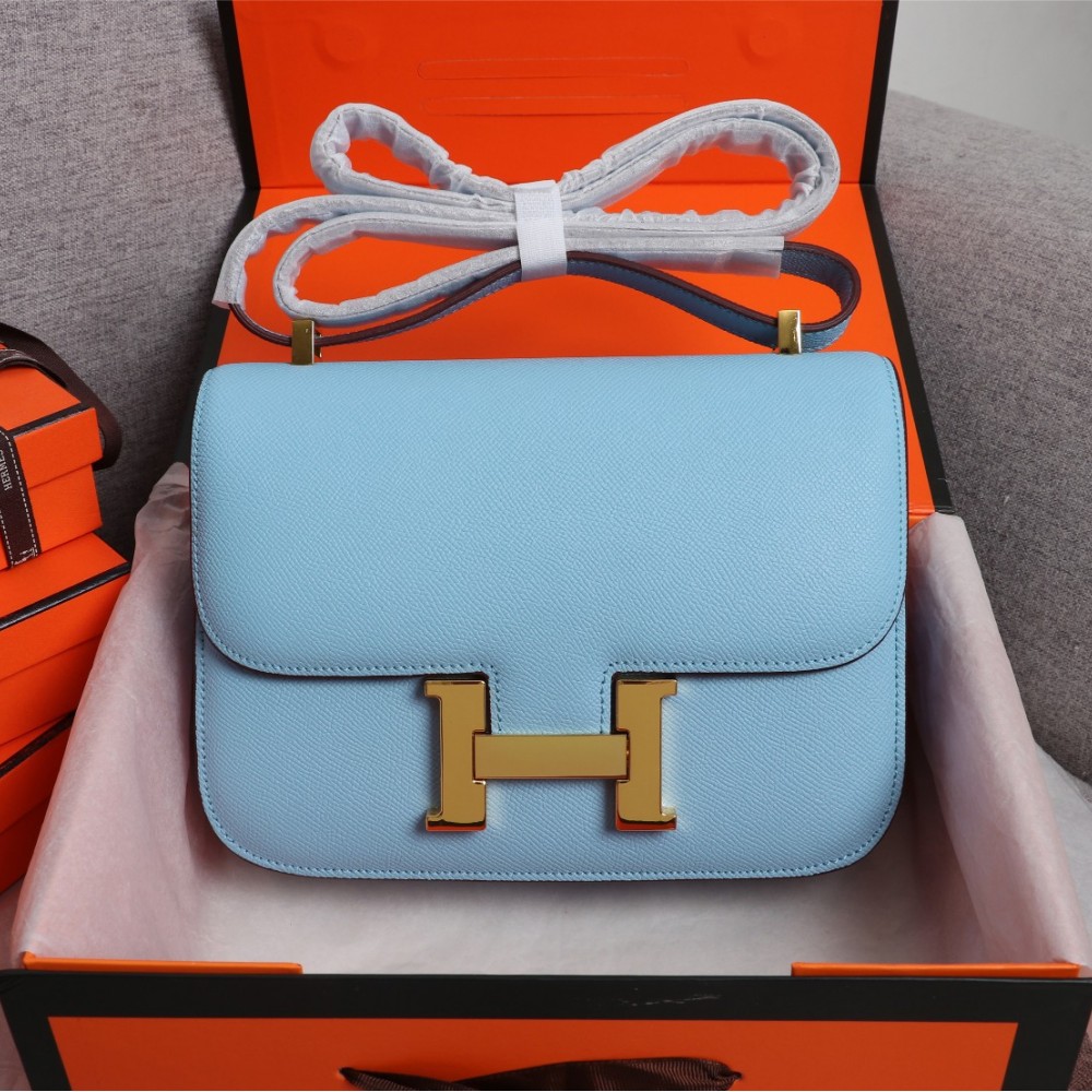 Hermès Constance 19 series exquisite hardware blue leather bag Hermès Constance 19 series exquisite hardware blue leather bag