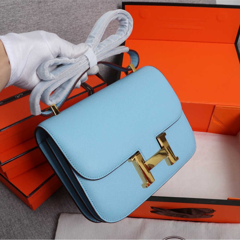 Hermès Constance 19 series exquisite hardware blue leather bag Hermès Constance 19 series exquisite hardware blue leather bag