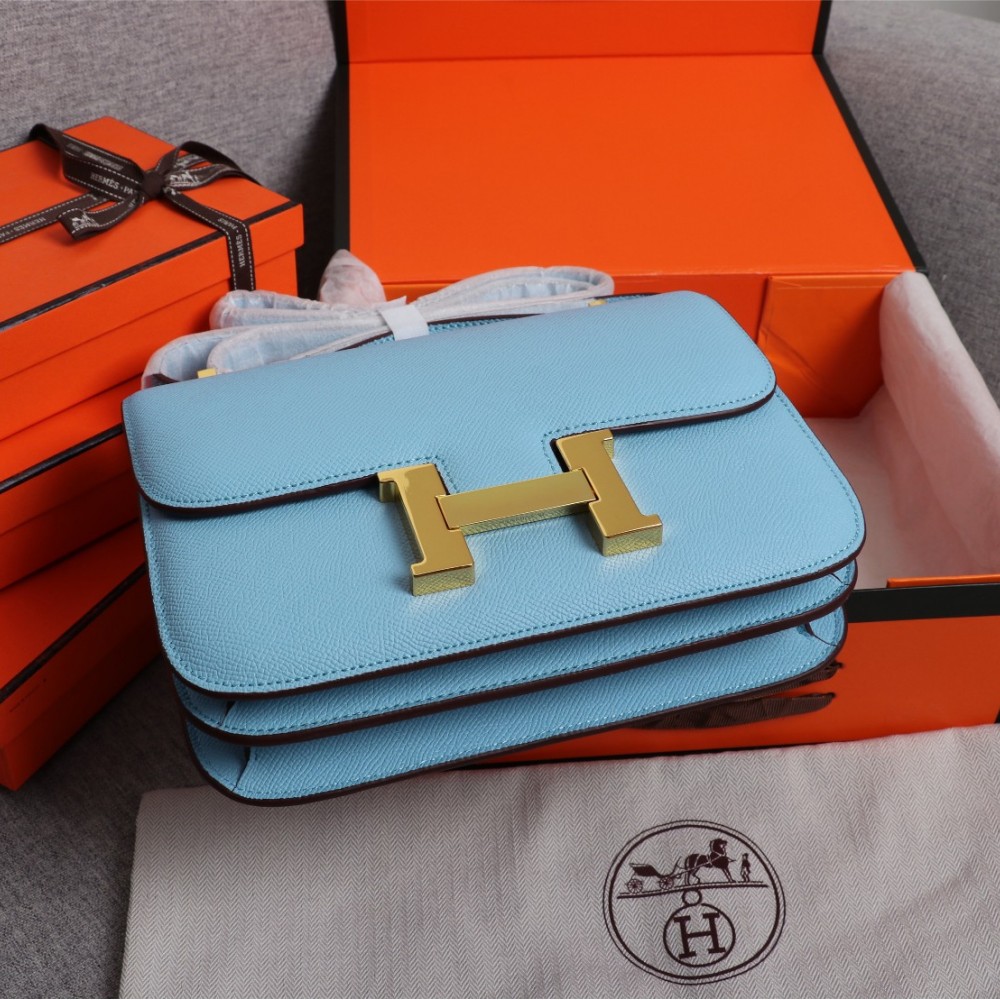 Hermès Constance 19 series exquisite hardware blue leather bag Hermès Constance 19 series exquisite hardware blue leather bag
