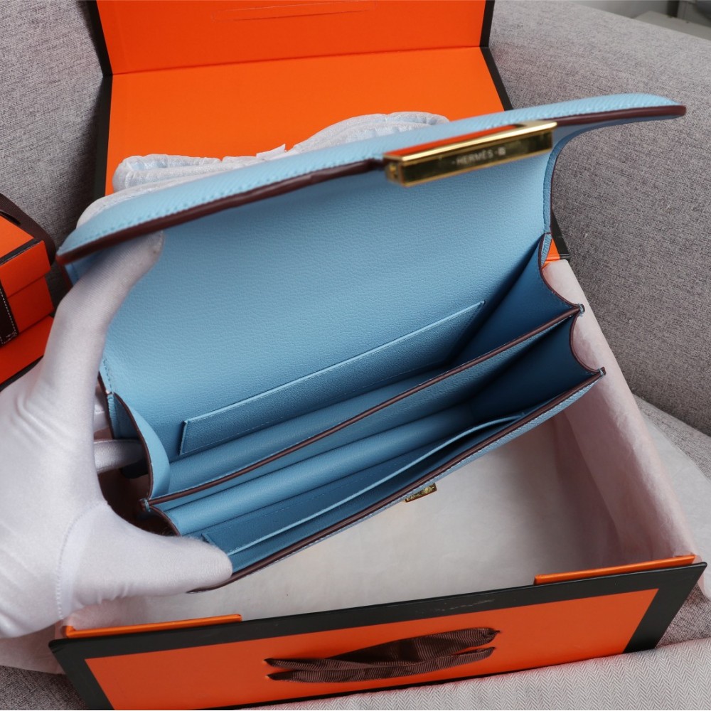Hermès Constance 19 series exquisite hardware blue leather bag Hermès Constance 19 series exquisite hardware blue leather bag