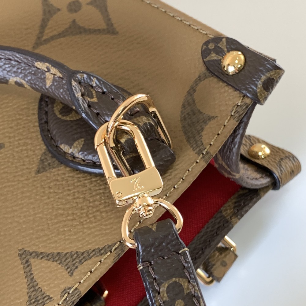Louis Vuitton ONTHEGO EAST WEST Classic Small Textured Canvas Shoulder Strap Tote Louis Vuitton ONTHEGO EAST WEST Classic Small Textured Canvas Shoulder Strap Tote
