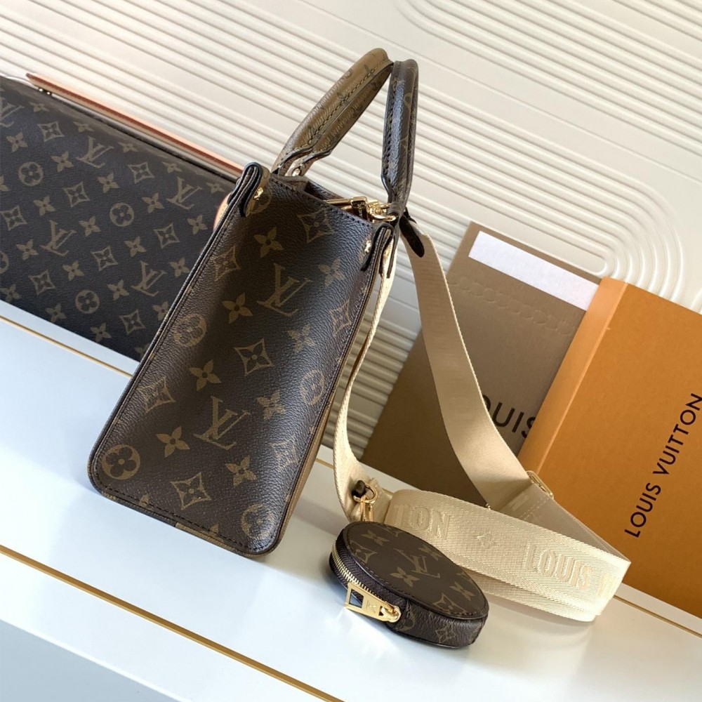 Louis Vuitton ONTHEGO EAST WEST Classic Medium Dark Canvas Textured Shoulder Strap Tote Louis Vuitton ONTHEGO EAST WEST Classic Medium Dark Canvas Textured Shoulder Strap Tote