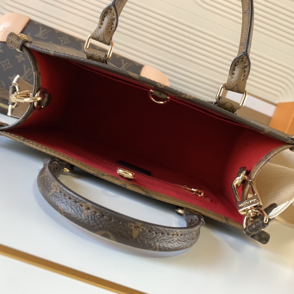 Louis Vuitton ONTHEGO EAST WEST Classic Medium Dark Canvas Textured Shoulder Strap Tote Louis Vuitton ONTHEGO EAST WEST Classic Medium Dark Canvas Textured Shoulder Strap Tote