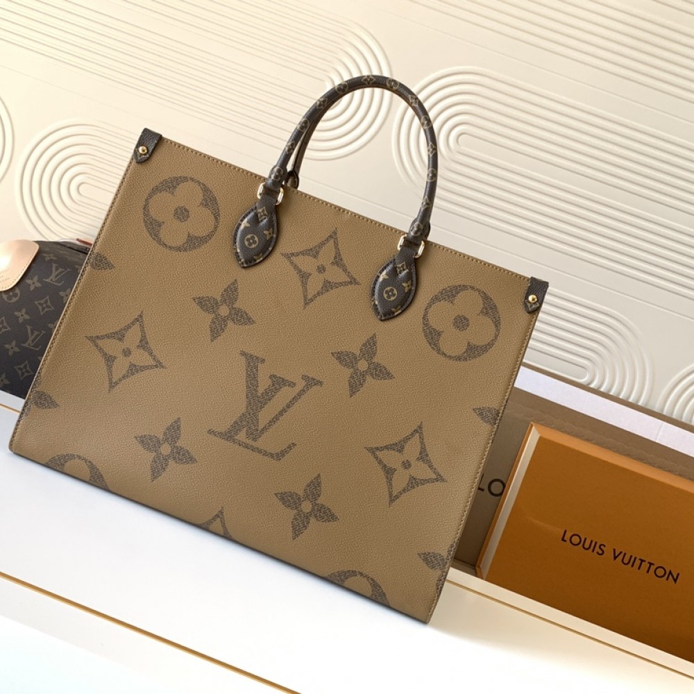 Louis Vuitton ONTHEGO EAST WEST Classic Large Dark Canvas Textured Shoulder Tote Louis Vuitton ONTHEGO EAST WEST Classic Large Dark Canvas Textured Shoulder Tote