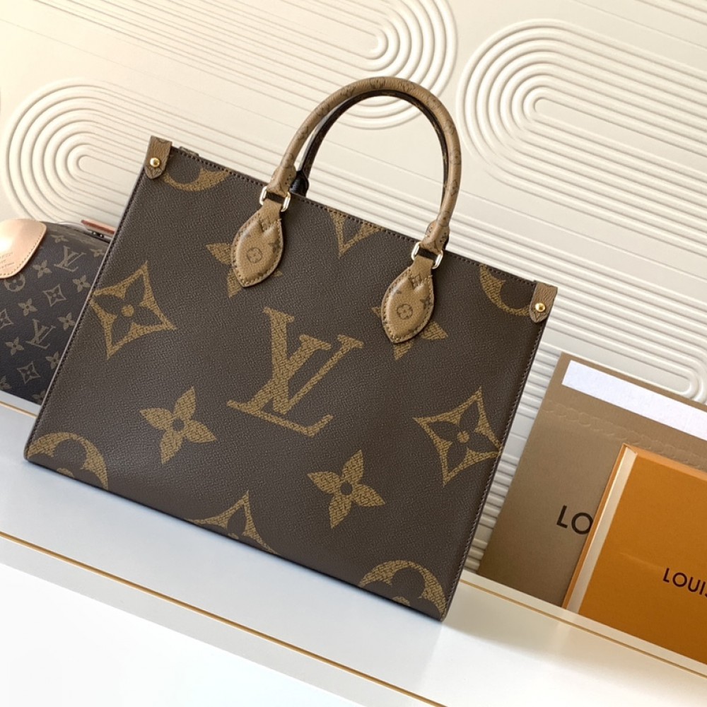 Louis Vuitton ONTHEGO EAST WEST Classic Medium Dark Canvas Textured Shoulder Strap Tote Louis Vuitton ONTHEGO EAST WEST Classic Medium Dark Canvas Textured Shoulder Strap Tote